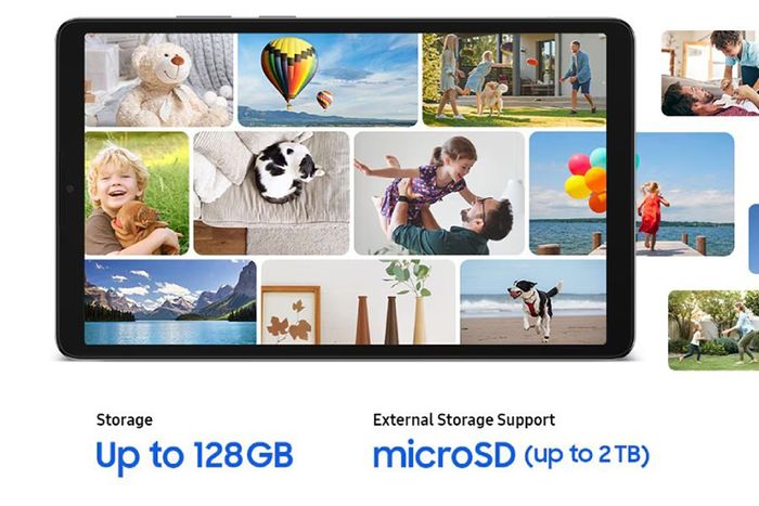 Galaxy Tab A11 hỗ trợ thẻ nhớ microSD lên tới 2TB, mang đến không gian lưu trữ mở rộng vượt trội.