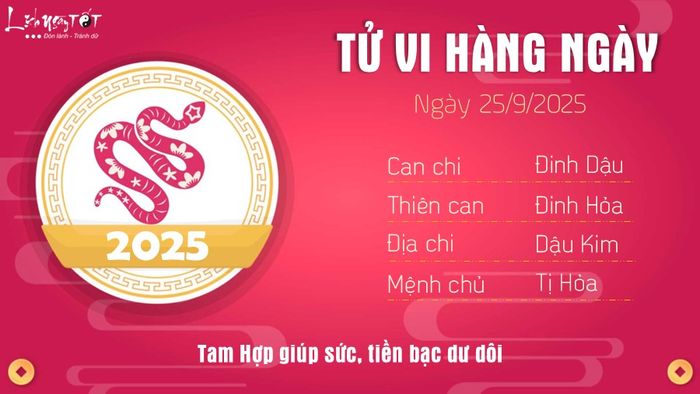 Tử vi hàng ngày 25/9/2025 của Tị