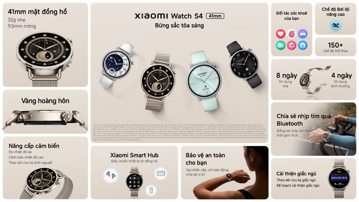 Xiaomi Watch S4 41mm với phiên bản đầy màu sắc, tỏa sáng rực rỡ