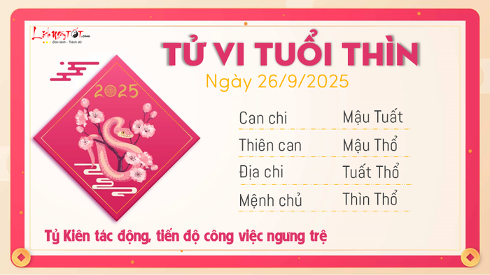 Tử vi hàng ngày 26/9/2025 - Tuổi Thìn