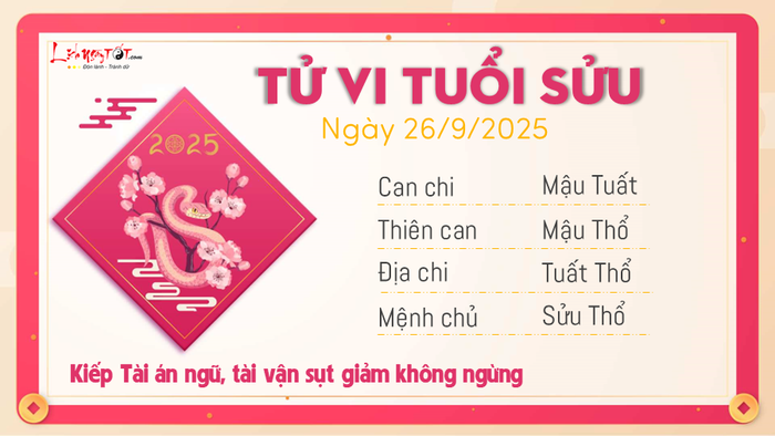 Tử vi hàng ngày 26/9/2025 - Tuổi Sửu