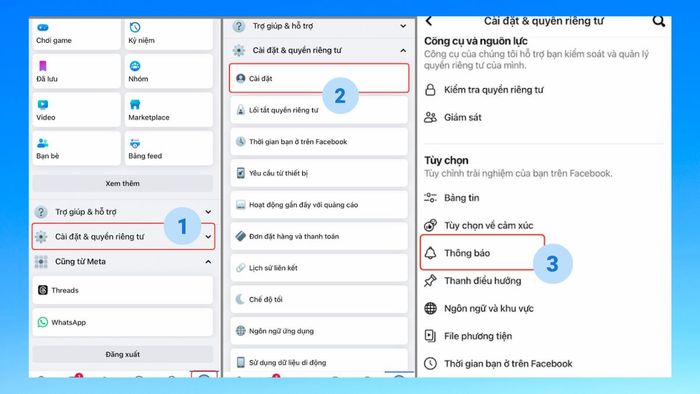 Hướng dẫn bật/tắt gợi ý kết bạn trên Facebook trên điện thoại - bước 1,2