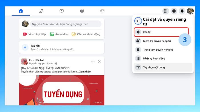 Hướng dẫn bật/tắt gợi ý kết bạn trên Facebook trên máy tính - bước 2