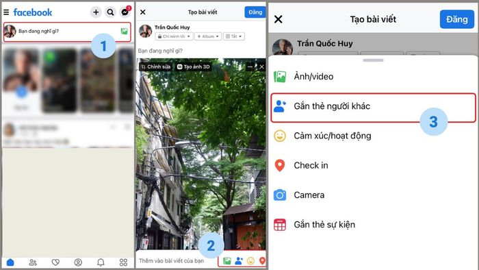 Hướng dẫn tag tên trong bài viết trên Facebook - các bước 1 và 2