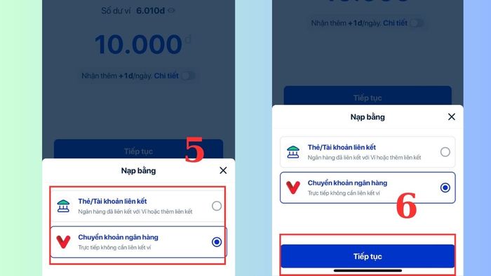 nạp tiền vào ví ZaloPay từ SIM