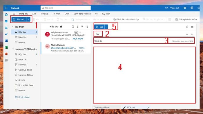 Cách tạo thư mới trong Outlook