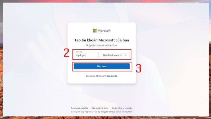 Hướng dẫn tạo tài khoản và đăng nhập trên máy tính - Bước 2
