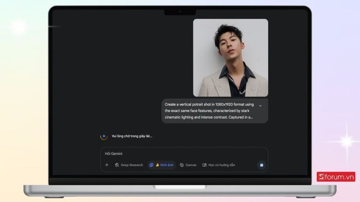 Chờ đợi Gemini AI hoàn tất việc xử lý và tạo ảnh