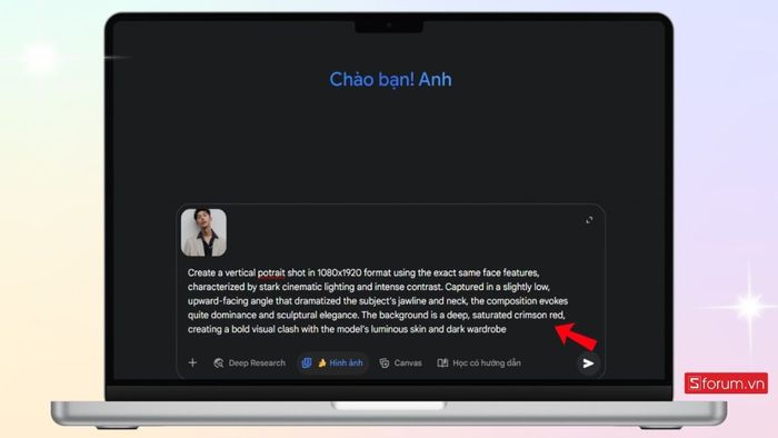 Nhập đoạn Prompt để Gemini tạo ra bức ảnh theo yêu cầu của bạn