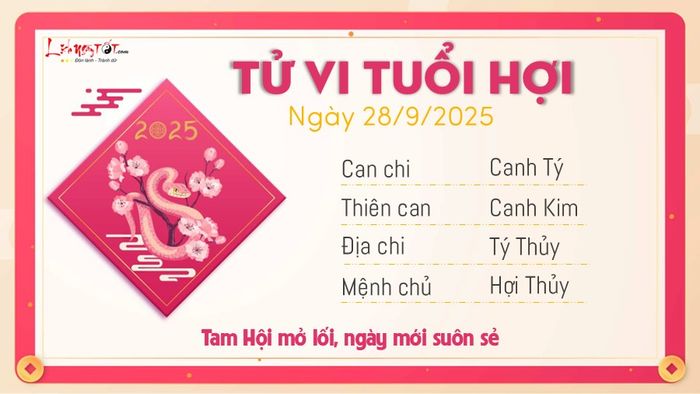 Tử vi hàng ngày 28/9/2025 của Hợi