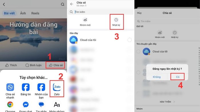 đăng bài đồng thời trên cả Facebook và Zalo