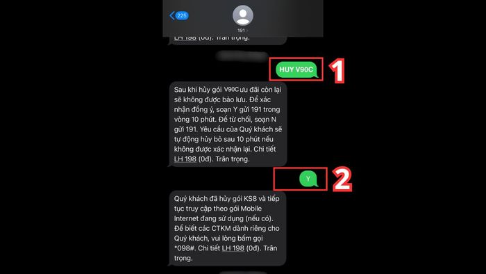 Cách hủy gói V90C
