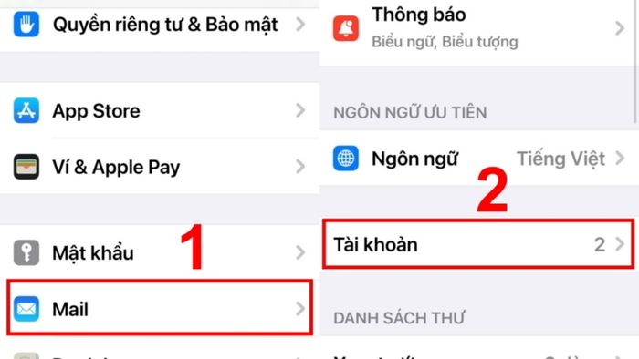 Hướng dẫn khắc phục lỗi iPhone không nhận được email khi xóa tài khoản và đăng nhập lại, bước 1.