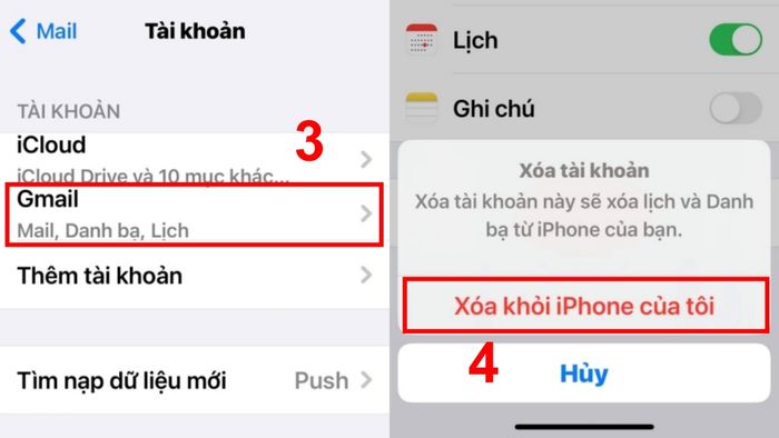Cách khắc phục lỗi iPhone không nhận được email khi xóa tài khoản và đăng nhập lại, bước 3.