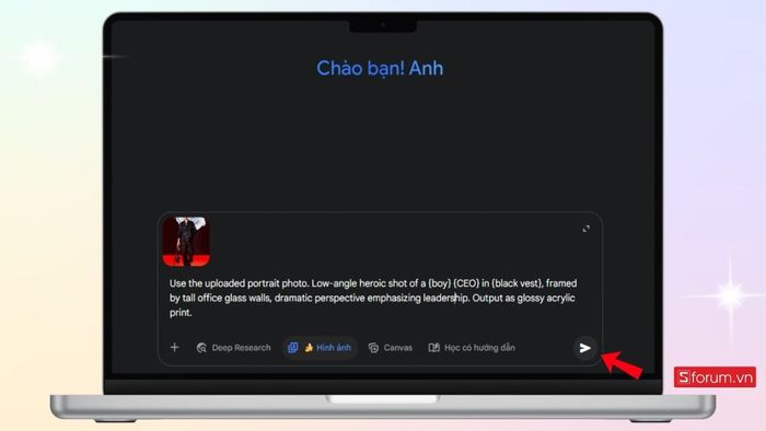 Dán đoạn prompt vào Gemini để yêu cầu AI tạo hình ảnh theo đúng yêu cầu của bạn.