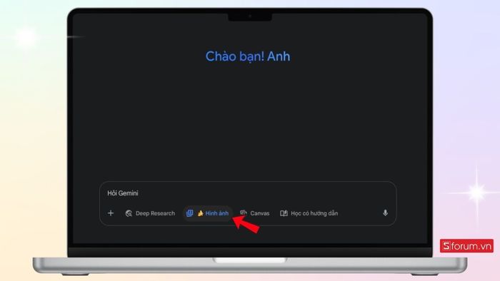 Chuyển Gemini sang chế độ tạo ảnh doanh nhân.