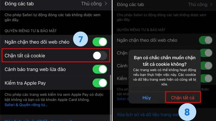Hướng dẫn xóa Cookie trong trình duyệt Safari - Bước 4