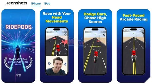 RidePods – Tựa game đầu tiên điều khiển bằng chuyển động đầu qua AirPods chính thức ra mắt phiên bản mới.