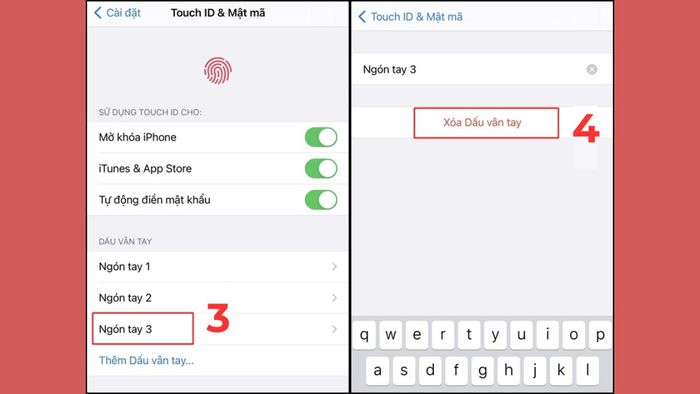 Cách khắc phục iPhone không nhận diện vân tay - xoá vân tay cũ bước 2