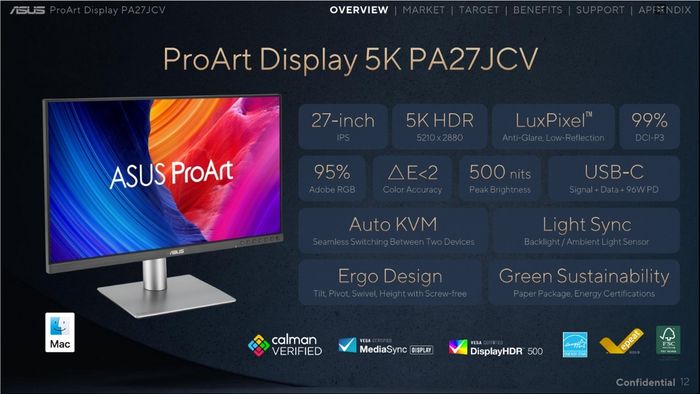 ProArt PA27JCV mang đến trải nghiệm hiển thị 5K sắc nét trong một thiết kế 27 inch nhỏ gọn, phù hợp với không gian làm việc hiện đại.