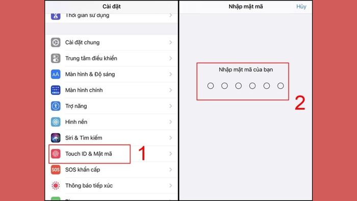 Cách khắc phục iPhone không nhận diện vân tay - xoá vân tay cũ bước 1