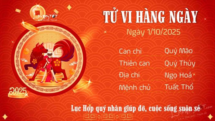 Tử vi hàng ngày 1/10/2025 của tuổi Tuất