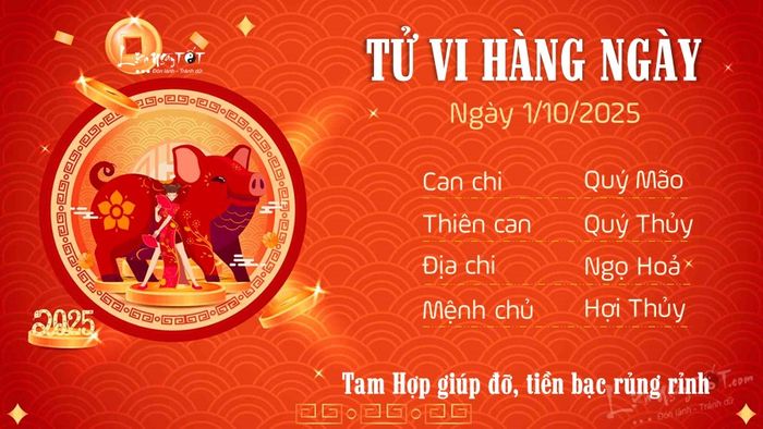 Tử vi hàng ngày 1/10/2025 của tuổi Hợi