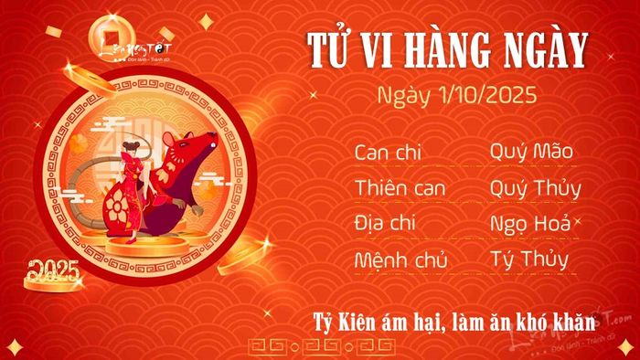 Tử vi hàng ngày 1/10/2025 của tuổi Tý