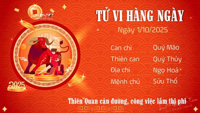 Tử vi ngày 1/10/2025 cho tuổi Sửu