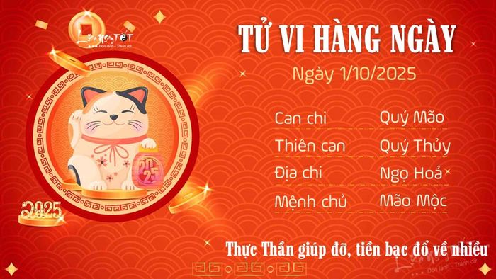 Tử vi hàng ngày 1/10/2025 cho tuổi Mão