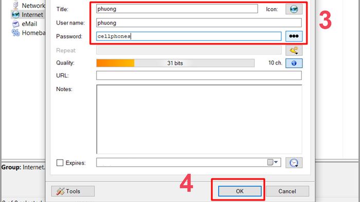 Thêm và quản lý mật khẩu trong KeePass