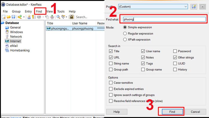 Tìm kiếm, sao chép và tự động lưu mật khẩu trong KeePass