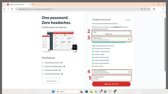 Hướng dẫn đăng ký tài khoản và thiết lập Master Password trên LastPass
