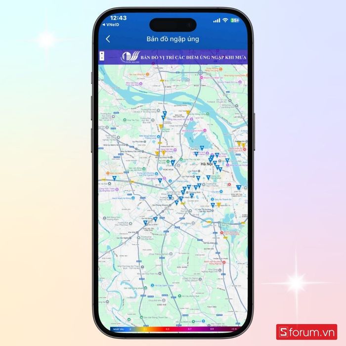 Xem chi tiết tình trạng ngập úng trên bản đồ iHanoi.
