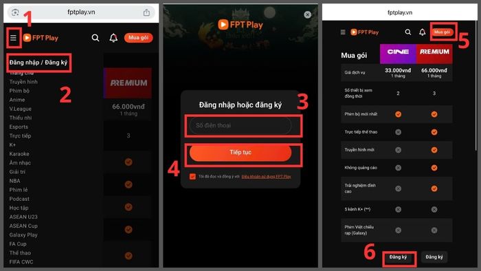 Hướng dẫn mua gói FPT Play qua website