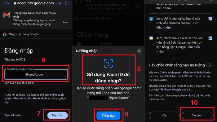 Hướng dẫn nhập danh bạ từ Gmail vào iPhone qua cài đặt, bước 2-1