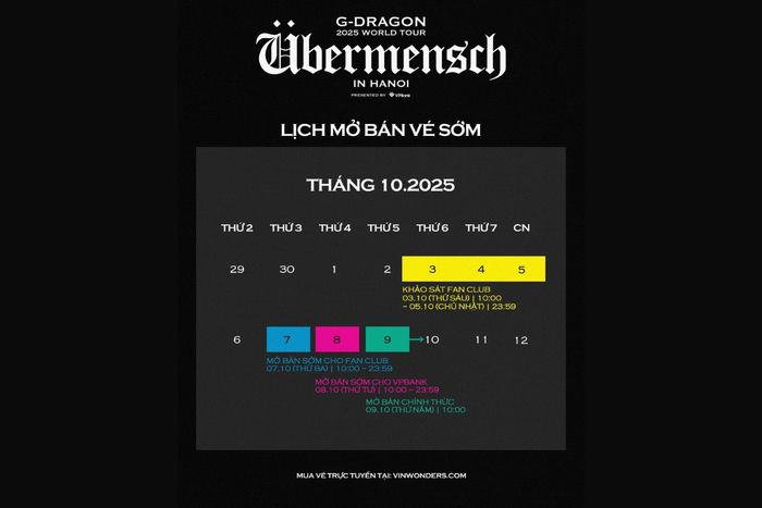 Thời gian mở bán vé concert G-Dragon 2025 tại Việt Nam