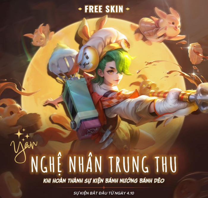 Hoàn thành sự kiện Bánh Nướng Bánh Dẻo và nhận ngay skin Yan Nghệ Nhân Trung Thu.
