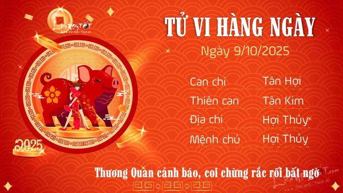 Tử vi hàng ngày 9/10/2025 của Hợi