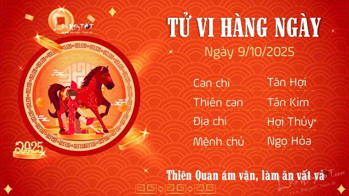 Tử vi ngày 9/10/2025 của tuổi Ngọ