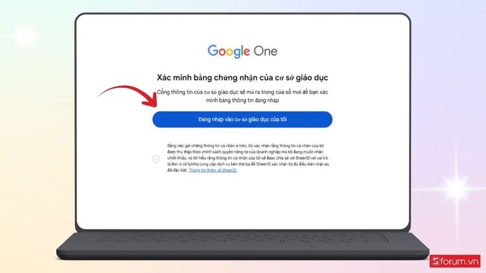 Đăng nhập vào Gmail đã liên kết với trường học của bạn.