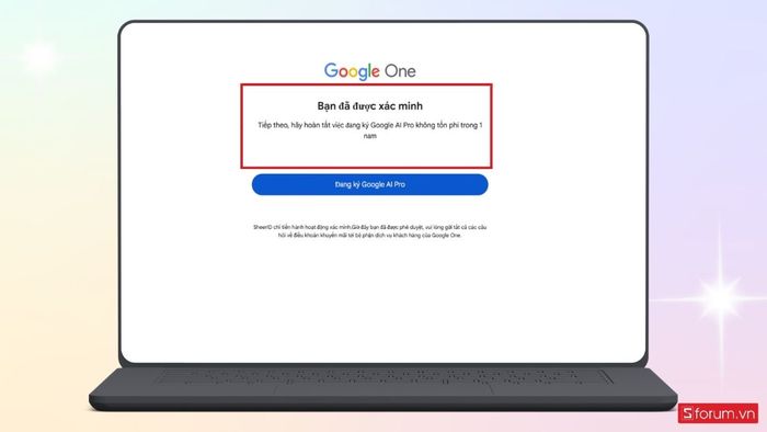 Xác minh Gmail thành công.