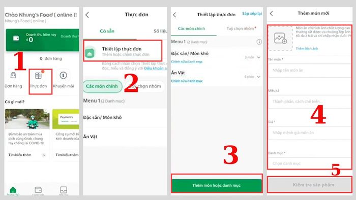 Hướng dẫn tạo thực đơn món ăn trên ứng dụng Grab Merchant