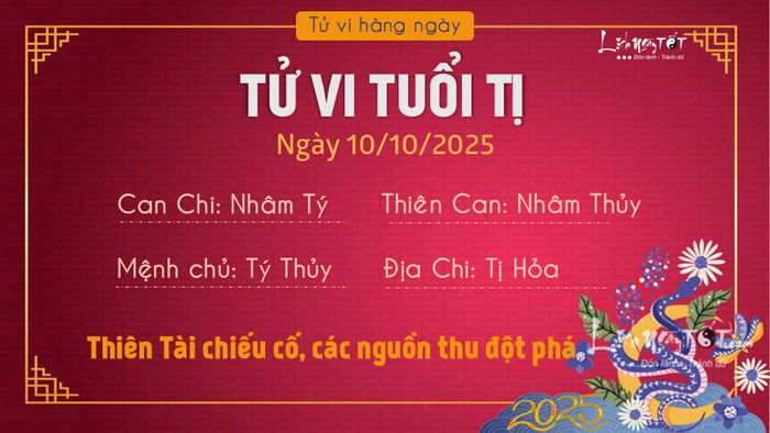 Tử vi hàng ngày 10/10/2025 - Tị