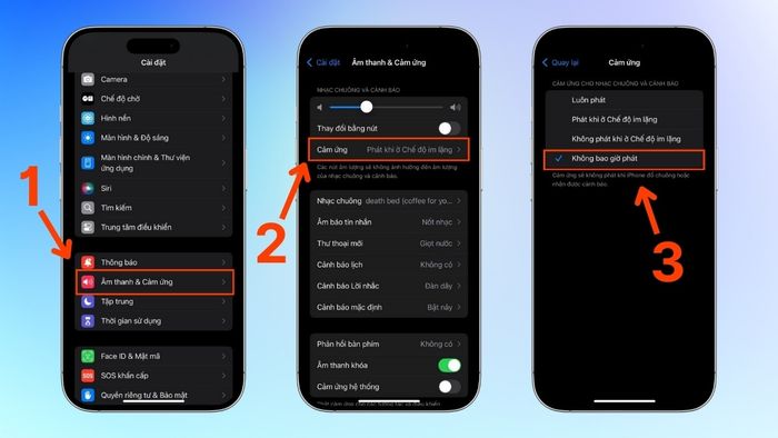 Hướng dẫn tắt rung trên iPhone trong mục Cài đặt Âm thanh & Cảm ứng