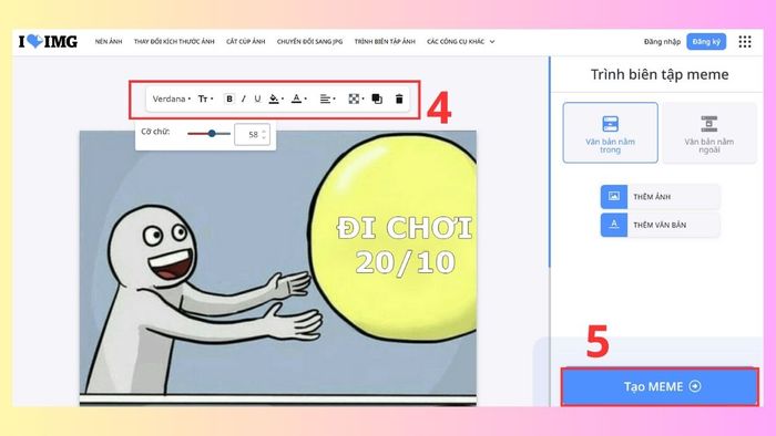 Tạo meme online bằng ứng dụng tạo meme trực tuyến