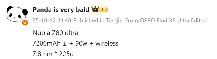 nubia Z80 Ultra sở hữu viên pin 7200 mAh ấn tượng, mang đến hiệu suất sử dụng lâu dài.