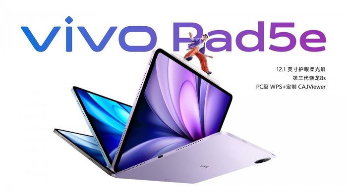 vivo Pad 5e nổi bật với màn hình IPS LCD 12.1 inch, tần số quét 144Hz mang lại trải nghiệm hình ảnh mượt mà, sắc nét.