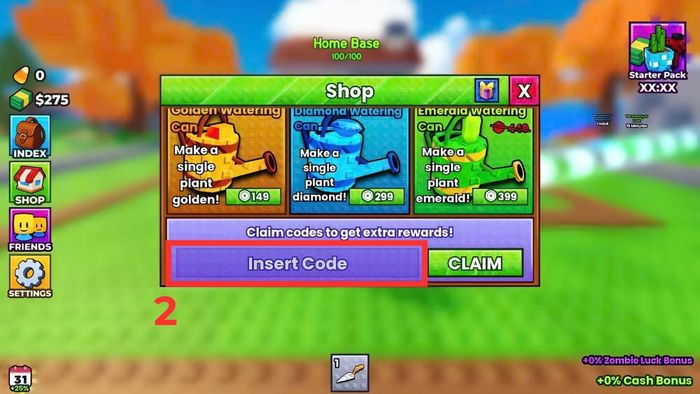 Hướng dẫn chi tiết cách nhập mã code Garden vs Zombie Roblox