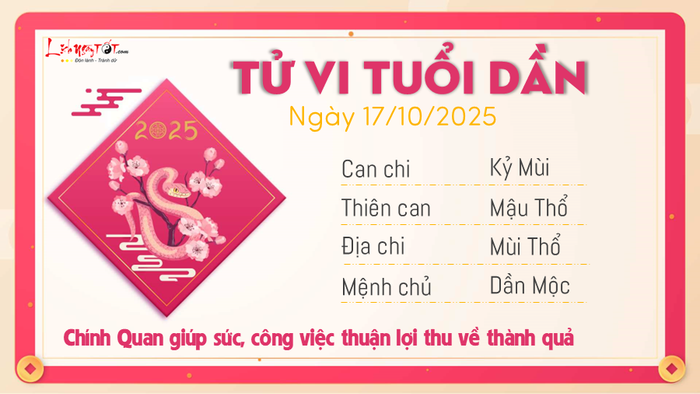 Tử vi hàng ngày 17/10/2025 - Dần